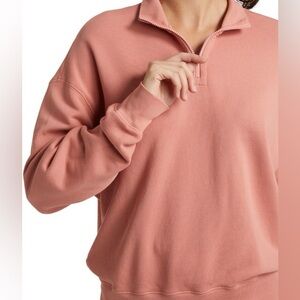 ATM Anthony Thomas Melillo French Terry 1/4 Zip Sweatshirt in Flamingo. Size XS